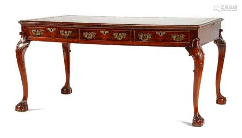 A Georgian Style Mahogany Partner's Desk Height 30 x