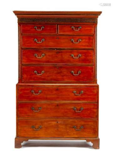 A George III Mahogany Chest on Chest Height 76 x width