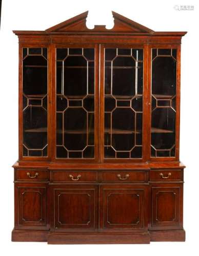 A George III Mahogany Breakfront Bookcase Height 100