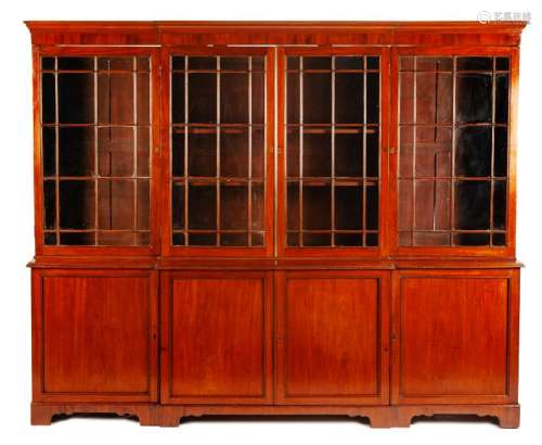A George III Mahogany Breakfront Bookcase Height 85 x