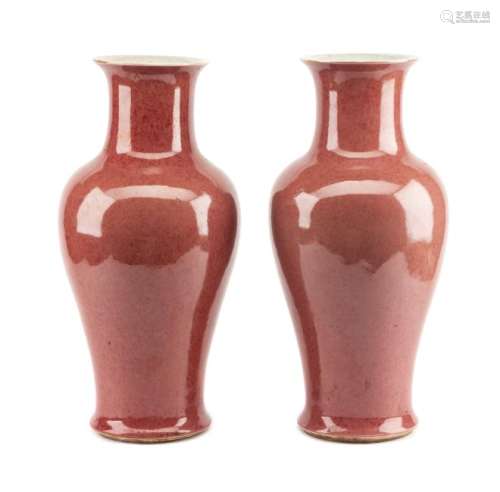 A Pair of Chinese Porcelain Vases Height 19 inches.