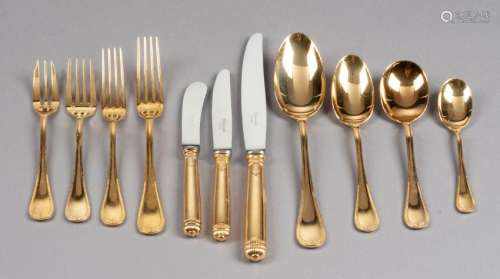 A French Gilt Silver-Plate Flatware Service,