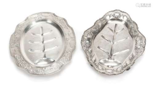 Two American Silver Well-and-Tree Platters, Gorham Mfg.