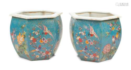A Pair of Chinese Cloisonne Inlaid Porcelain