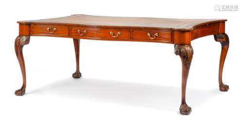 A George III Style Mahogany Partner's Desk Height 30 x