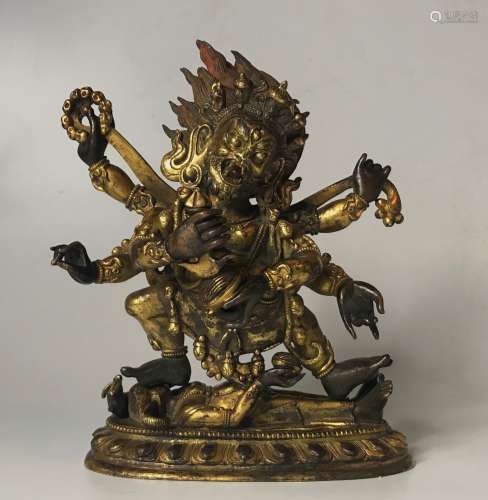 A Gilt Bronze Figure of Six-Armed Mahakala