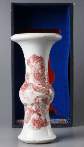 A-68 红彩山水国花瓶
