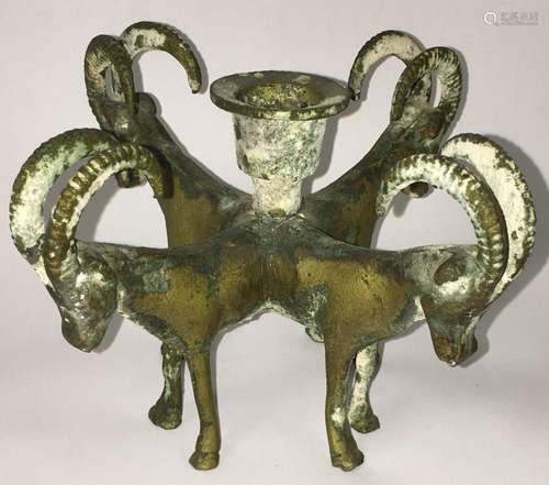 Figural Bronze Candle Holder