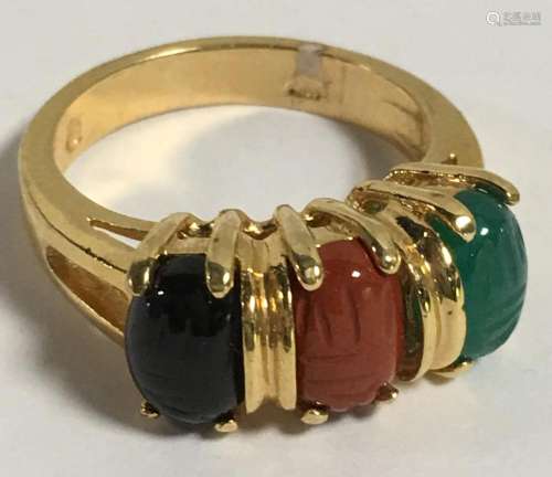 Sterling Goldtone And Scarab Ring
