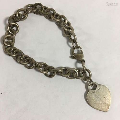 Sterling Silver Heart Charm Bracelet, Tiffany & Co