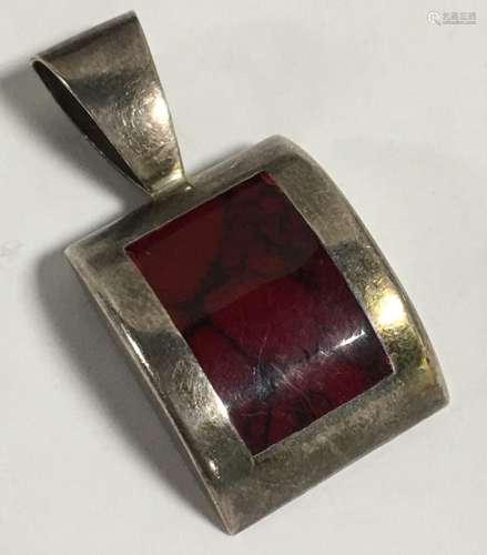 Sterling Silver & Red Jasper Pendant