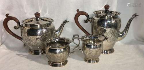 English Hallmarked Sterling Four Piece Tea Set