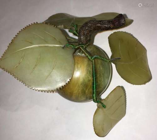 Jade Carved Apple And Leaves