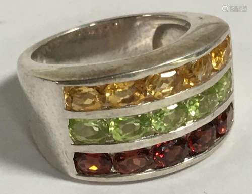 Sterling Silver Ring With Colored Stones