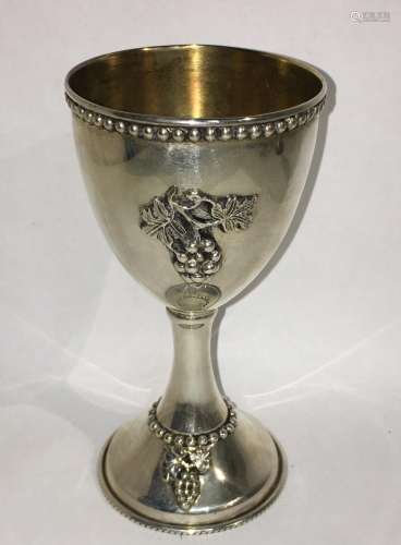 Sterling Silver Wine Cup With Grape Decoration