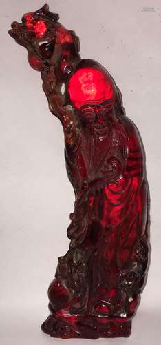 Chinese Cherry Amber Figurine