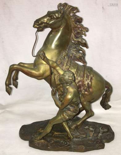 Signed Victorian Bronze Sculpture Horse & Trainer
