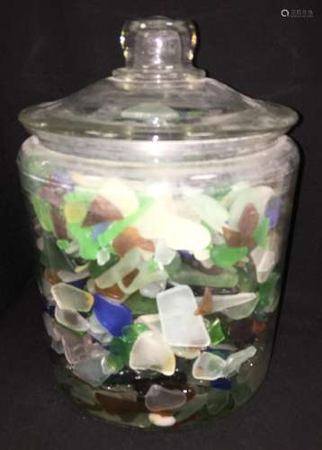 Glass Jar With Sea Glass Collection