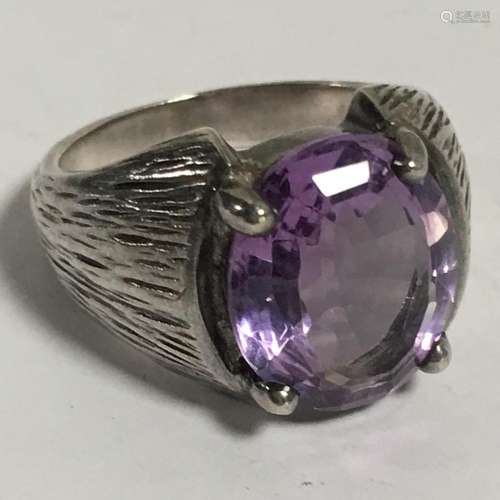 Sterling Silver Ring With Purple Stone