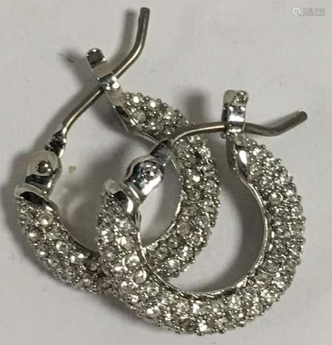 Pair Of Clear Stone Hoop Earrings