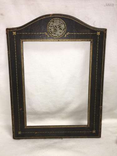 Tooled Leather And Jade Plaque Frame