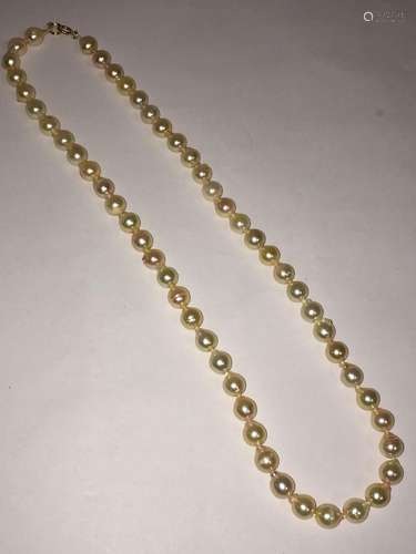 Pearl Necklace With 14k Gold Clasp