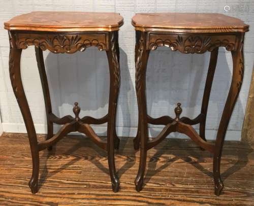 Pair Of Inlaid Top Side Tables