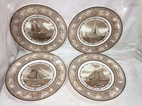 Set Of 4 American Sailing Ship Plates