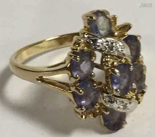 Sterling Silver Ring With Purple Stones