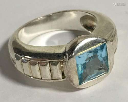 Sterling Silver Ring With Blue Stone