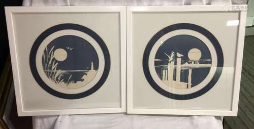 Pair Of Michelle Silhouette Lithographs