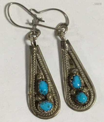 Sterling Silver And Turquoise Earrings