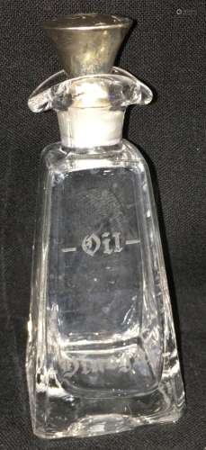 Engraved Glass Oil - Vinegar Bottle, Sterling