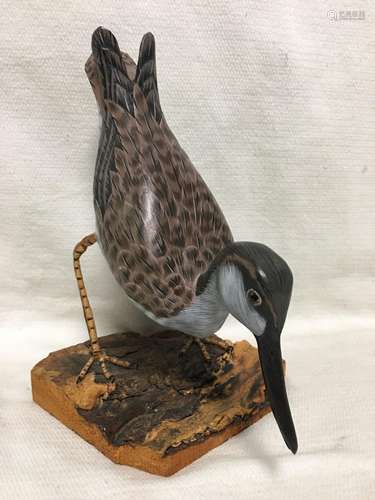 Wood Carved And Painted Bird, Sandpiper