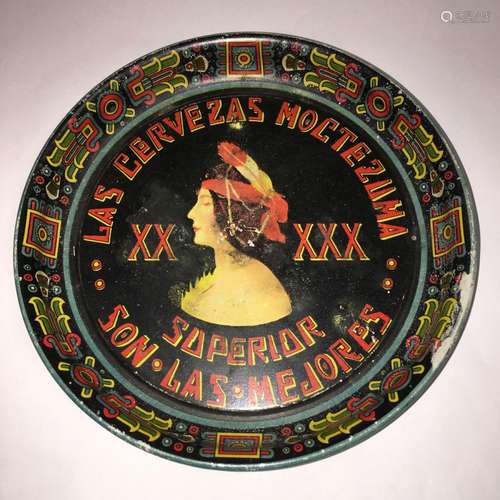 Mexican Tin Tip Tray, Las Cervezas Moctezuma