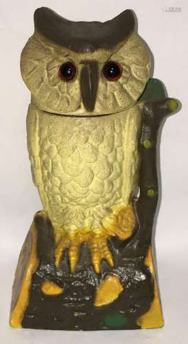 Book Of Knowledge Cast Iron Owl Mechanical Bank