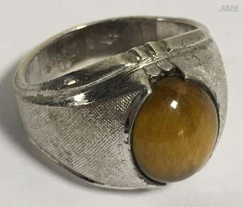 Sterling Silver Ring With Brown Stone