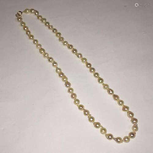 Pearl Necklace With 14k Gold Clasp