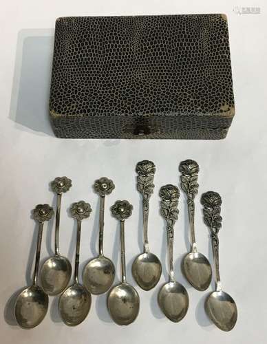 Group Of 8 Spoons In Case