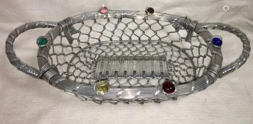Metal Wire & Jeweled Basket
