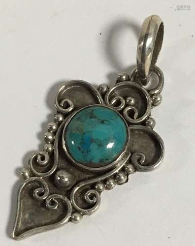 Sterling Silver And Turquoise Pendant