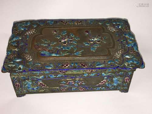 Chinese Enameled Bird Scene Storage Box