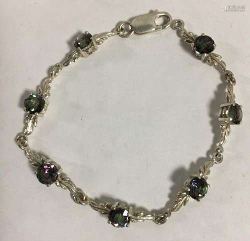 Sterling Silver And Mystic Topaz Bracelet