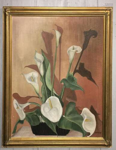 Signed G. M. Spriggs Oil On Canvas Of Flowers