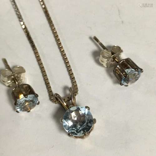 Sterling & Clear Stone Necklace And Earrings