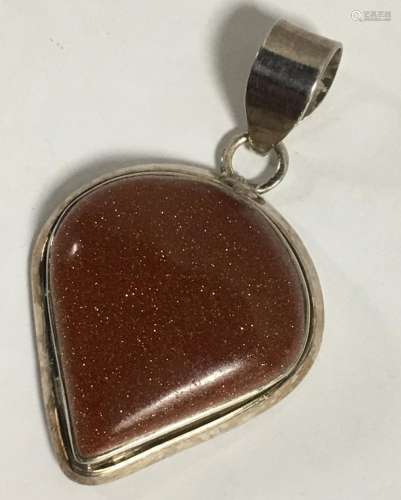 Sterling Silver And Goldstone Pendant