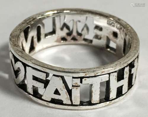 Sterling Silver Ring, Faith, Hope, Love