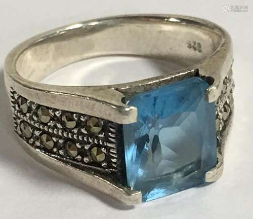 Sterling Silver Ring With Blue Stone