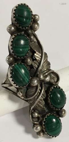 Sterling Silver And Malachite Ring