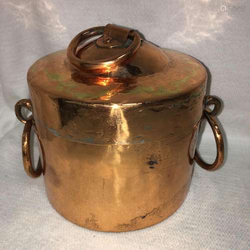 Copper Bucket With Double Handles And Lid